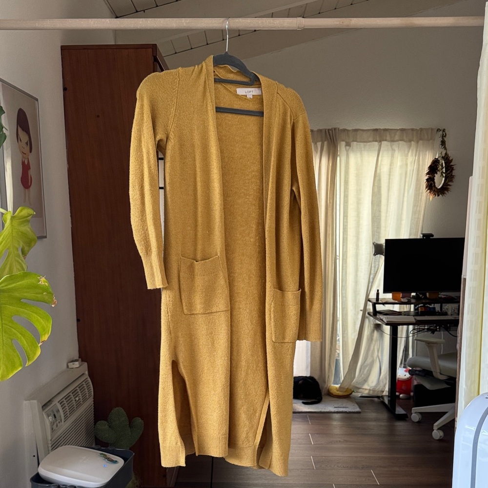 Loft Mustard Yellow Long Cardigan Sweater